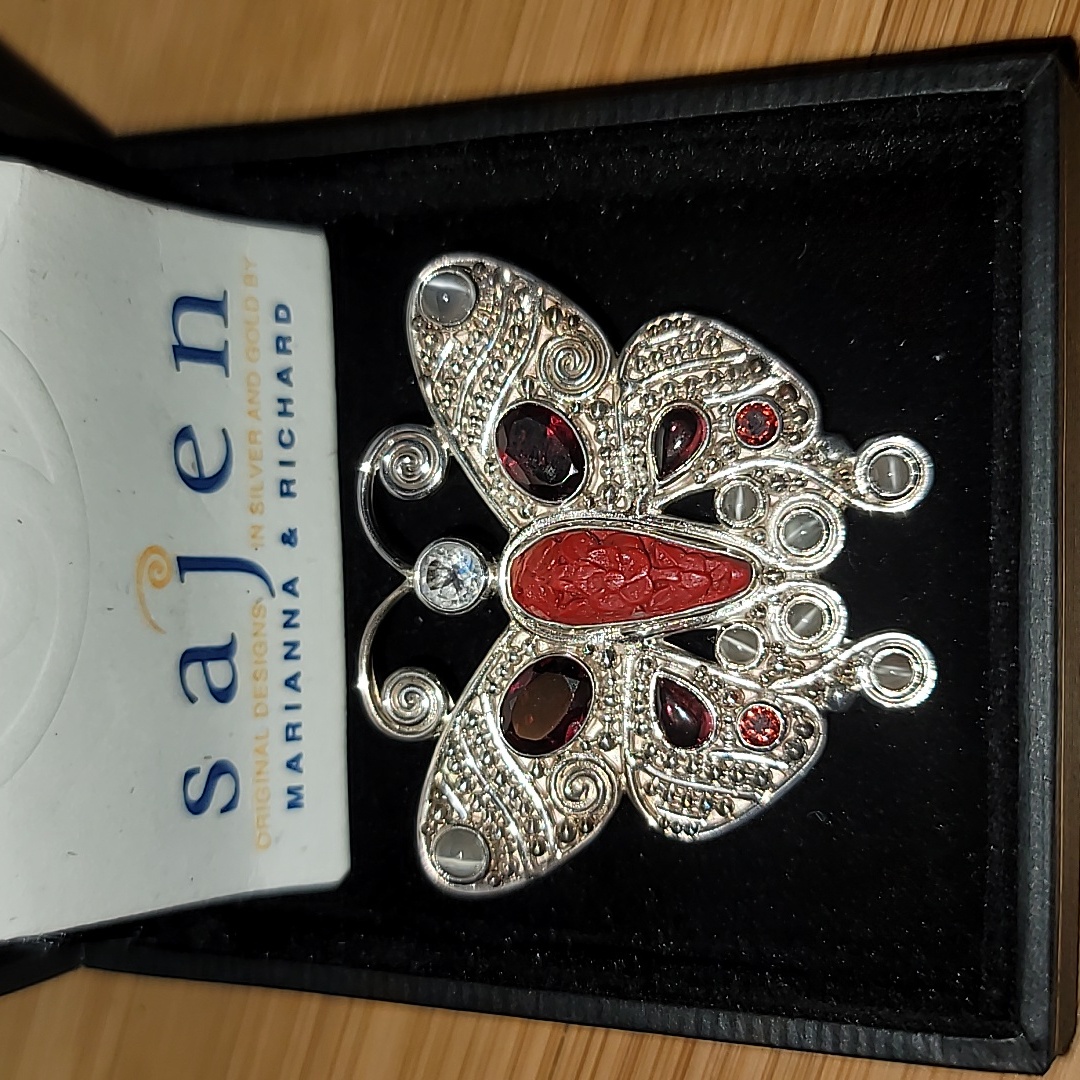 Sajen Moonstone Cinnabar PendantBrooch 165$